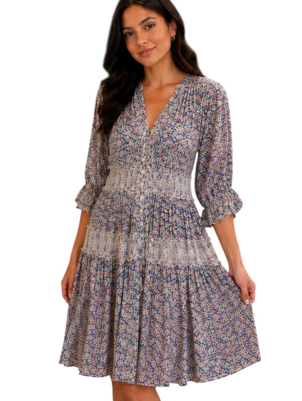 ByTimo Floral Cotoon Dress Babydoll Small Medium EUC